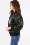 Amelia Long Sleeve Badge Bomber Jacket - bejealous-com