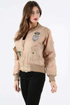 Amelia Long Sleeve Badge Bomber Jacket - bejealous-com