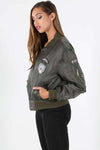 Amelia Long Sleeve Badge Bomber Jacket - bejealous-com