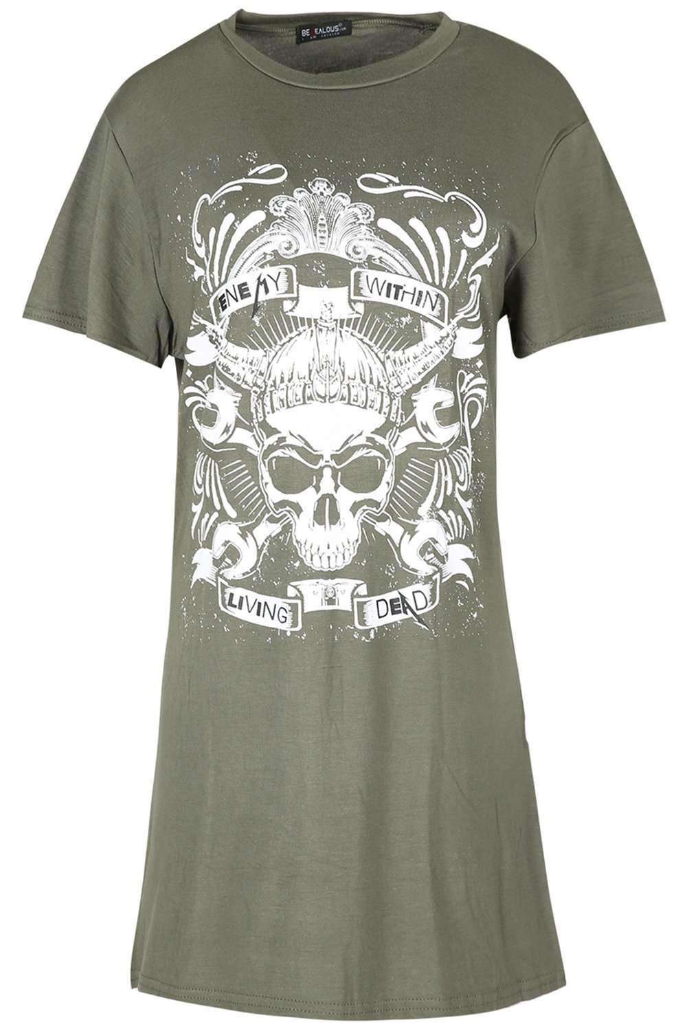 Abbie Graphic Skull Print T-Shirt Dress - bejealous-com