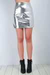 Albertia Metallic High Waist Mini Skirt - bejealous-com
