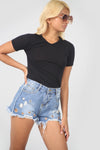 Short Sleeve Basic Black Vneck Tshirt - bejealous-com