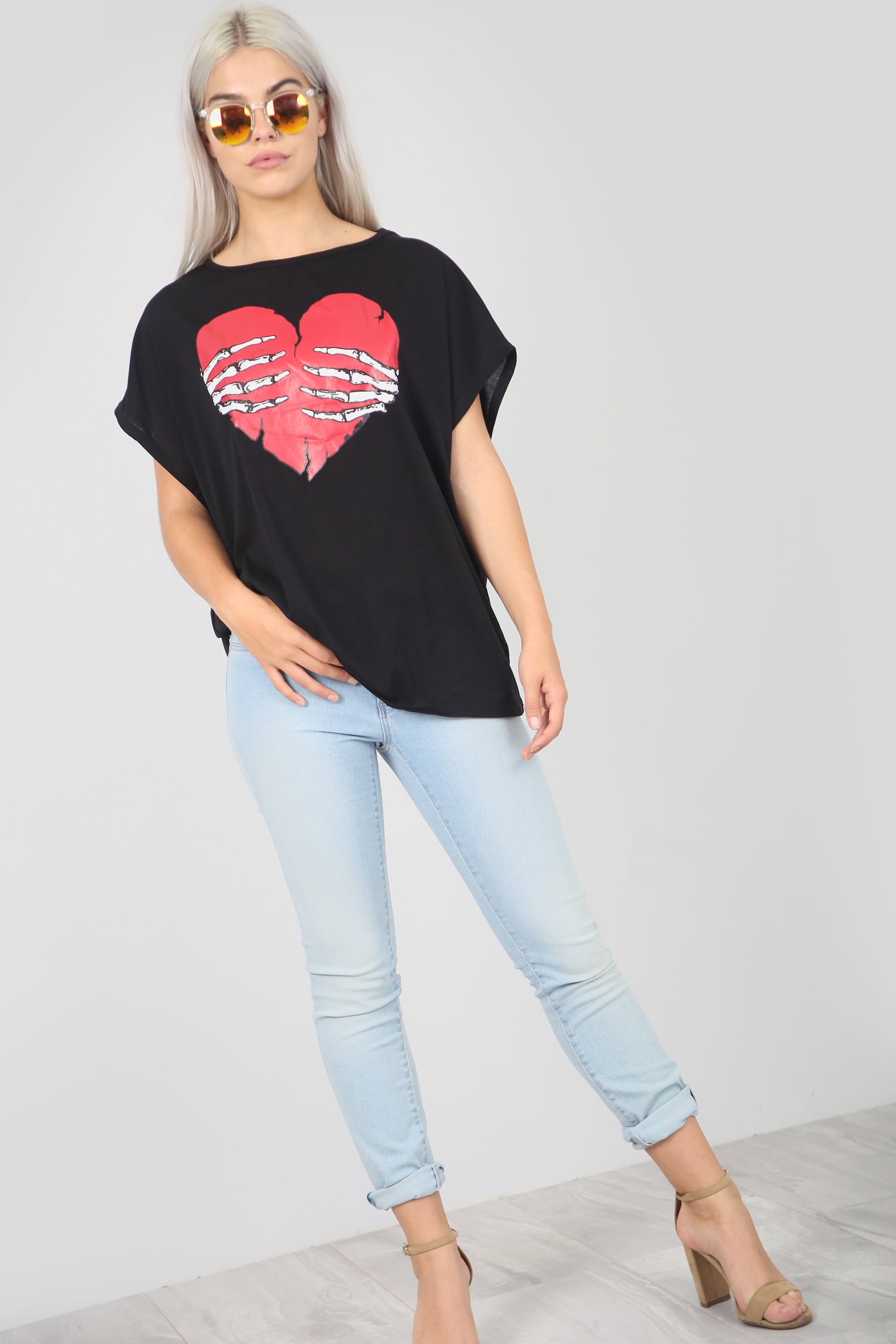 Halloween Graphic Print Oversize Grey Tshirt - bejealous-com