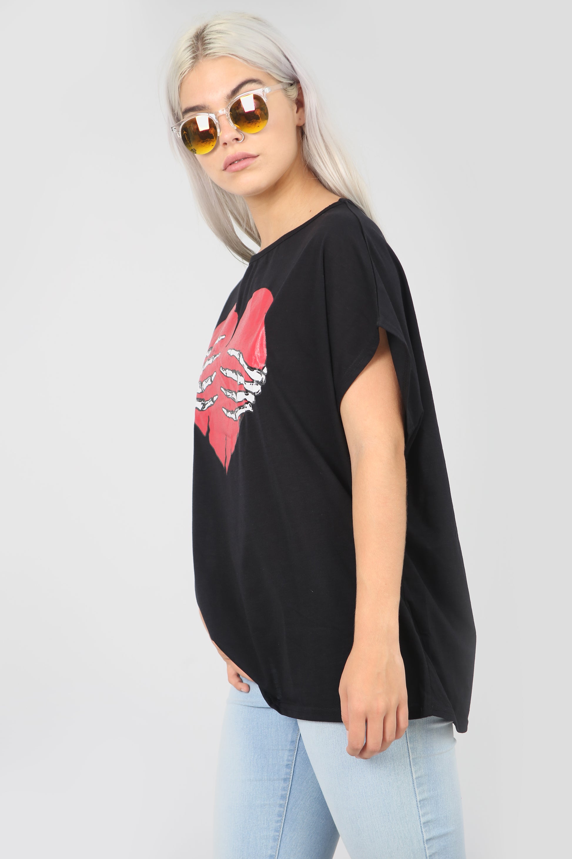 Halloween Graphic Print Oversize Grey Tshirt - bejealous-com