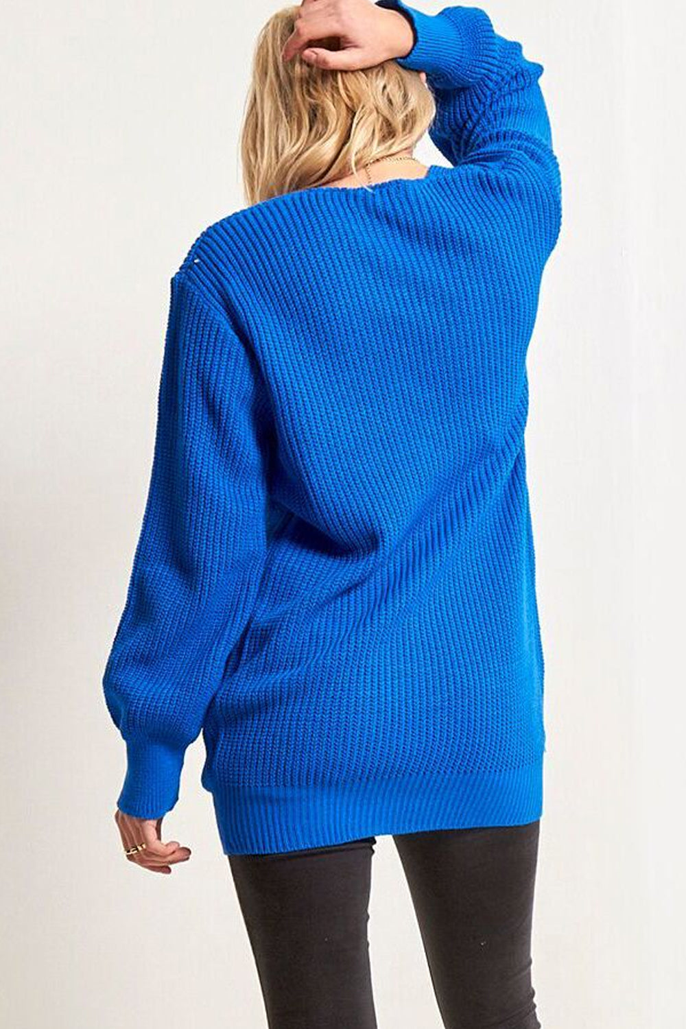 V Neck Chunky Knit Red Oversize Jumper - bejealous-com