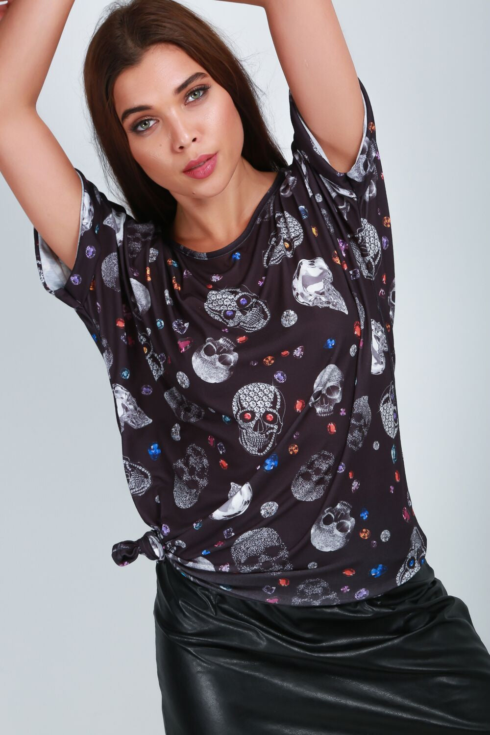 Short Sleeve Skull Print Halloween Tshirt - bejealous-com