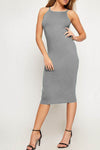 Strappy Grey Basic Jersey Midi Bodycon Dress - bejealous-com