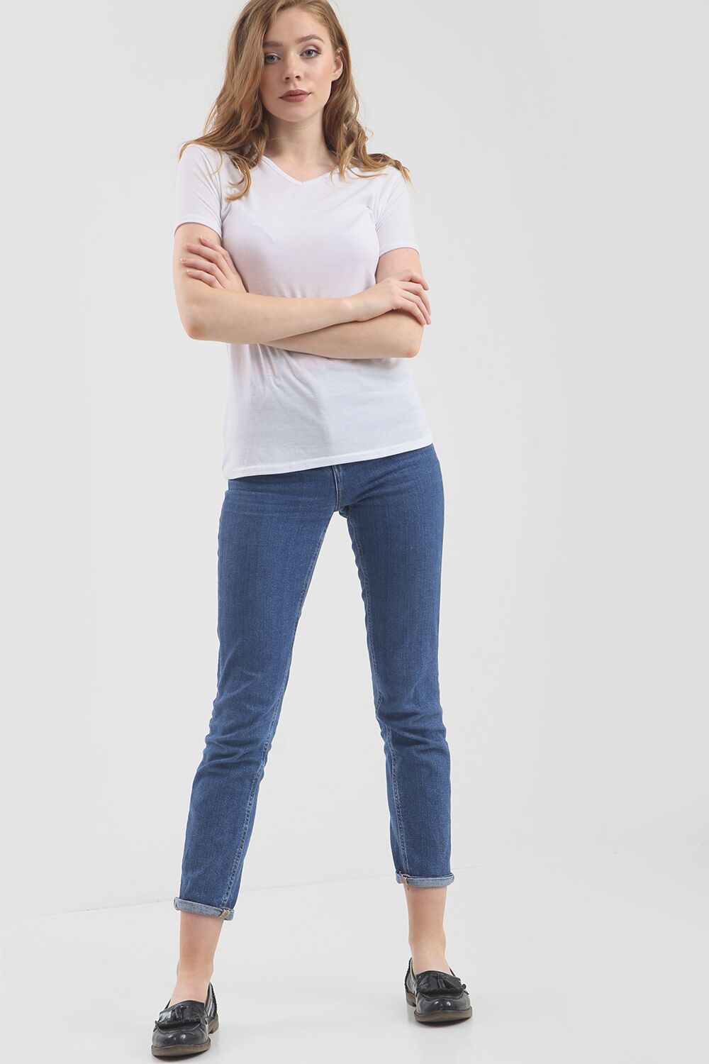 Short Sleeve Basic White Vneck Tshirt - bejealous-com