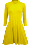 Elsie Polo Neck Long Sleeve Flared Swing Dress